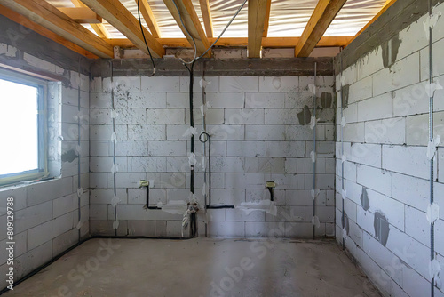 Konstfotografi Spacious basement in the midst of construction