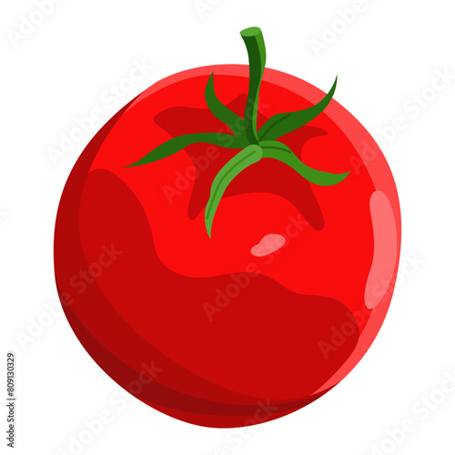 Taco ingredient cartoon tomato. Traditional mexican fast-food. Mexico food design element for menu, advertising. Vector cartoon illustration