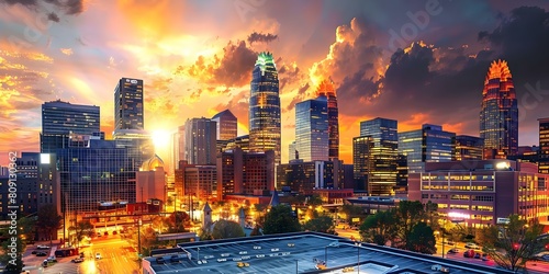 View of the Charlotte NC downtown skyline. Concept Charlotte NC, Skyline, Urban Landscape, Cityscape, Downtown View photo