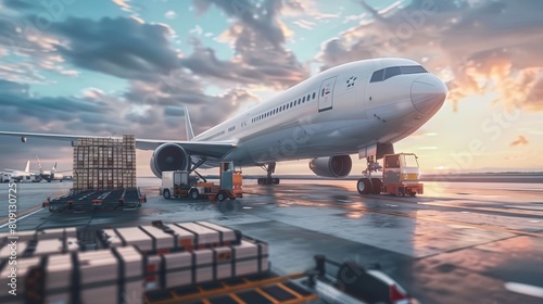 An airplane in the airport.