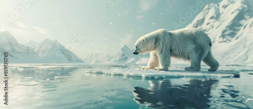 Polar Meltdown, Ice caps melting rapidly, Polar bears on shrinking glaciers, Stark visual of climate extremes © Gasi