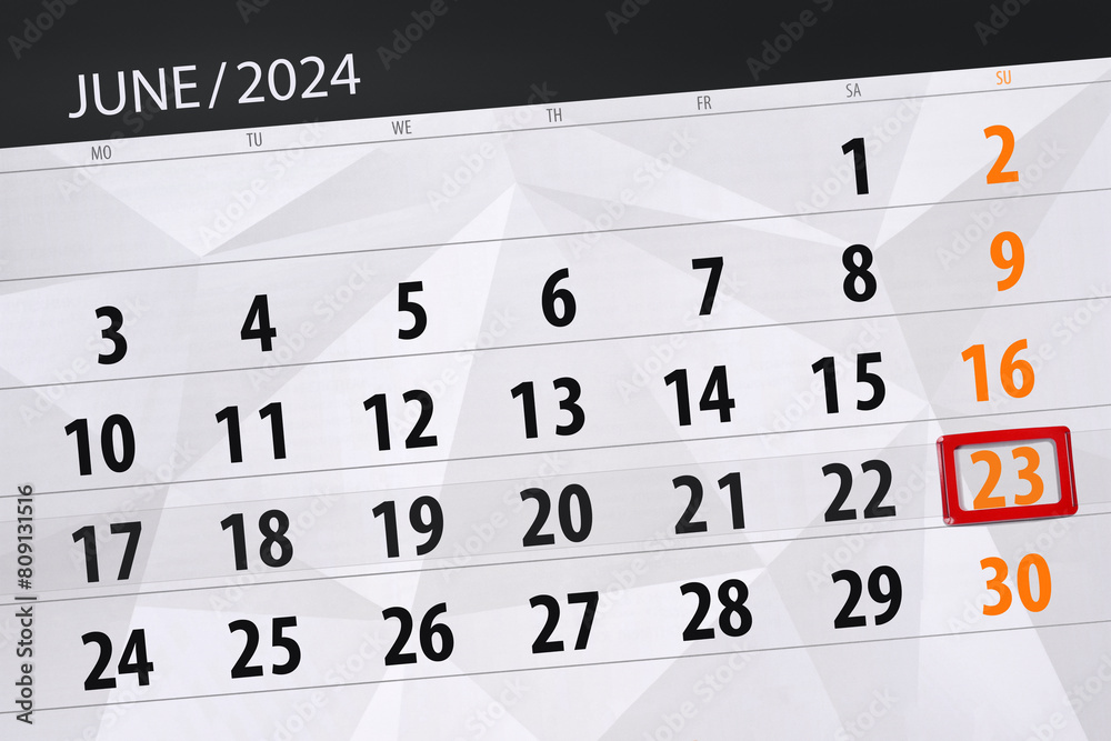 Calendar 2024, deadline, day, month, page, organizer, date, June, sunday, number 23 Calendar 2024, deadline, day, month, page, organizer, date, June, sunday, number 23
