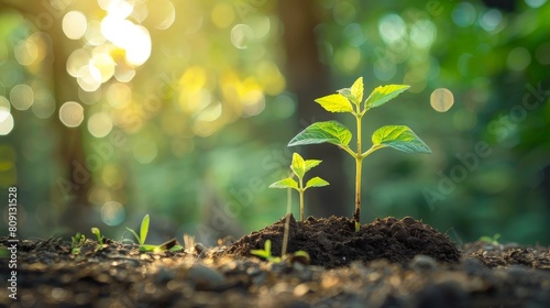 A sprout in the ground.