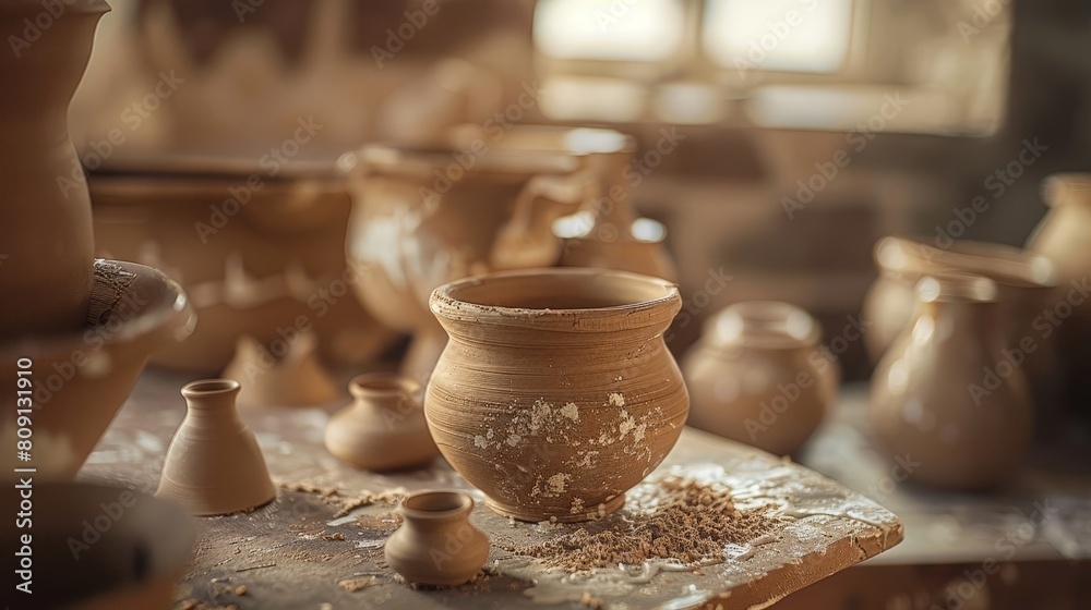 Creating a clay pot on a pottery wheel. Creating a clay pot on a pottery wheel.