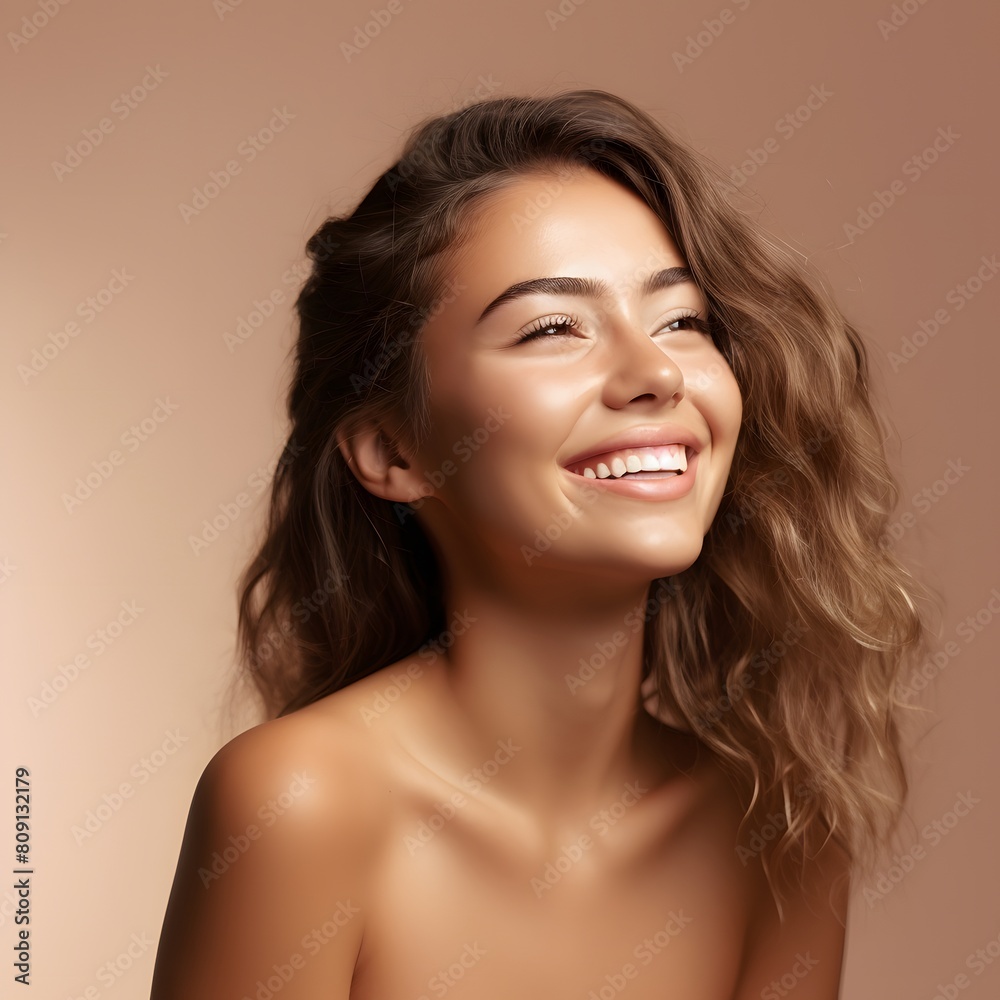 Beautiful smiling woman with flawless skin. Generative AI. Beautiful smiling woman with flawless skin. Generative AI.