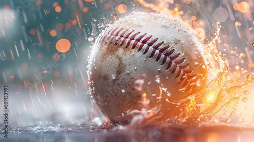 A baseball in fire.