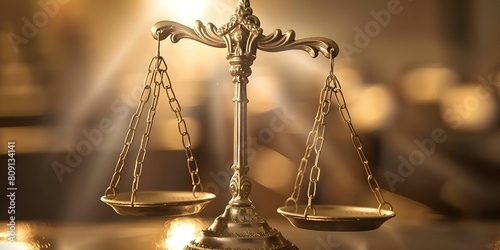 The Symbolism of Scales of Justice: Hope and Fear for the Accused's Future. Concept Legal Symbolism, Justice System, Hope vs Fear, Accused's Future, Scales of Justice photo