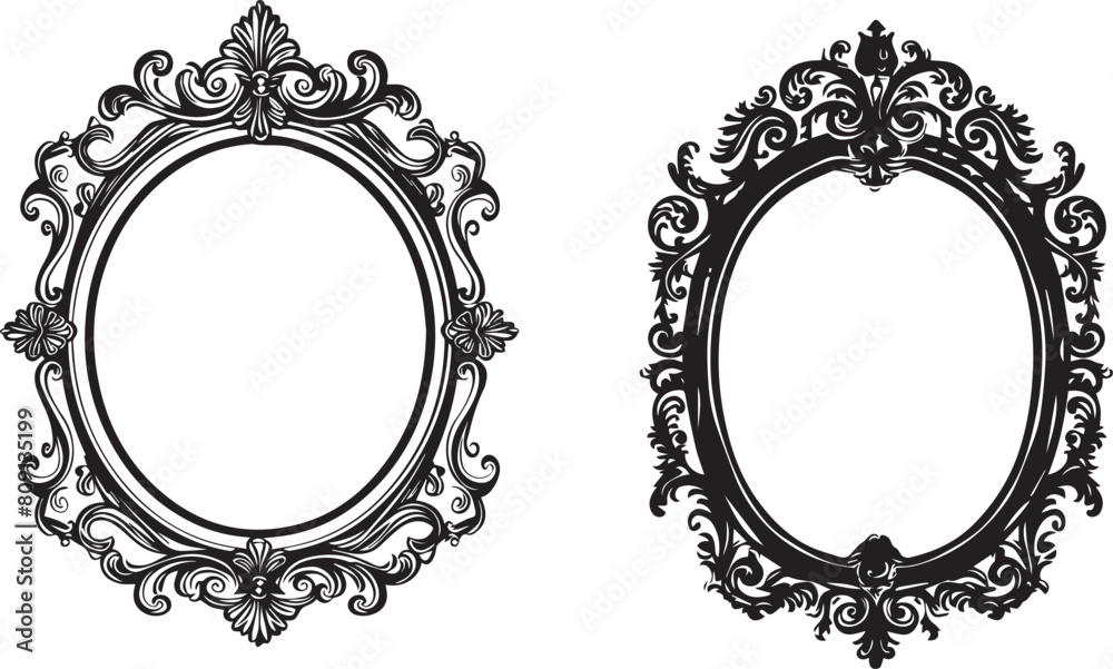 Black vintage frames on white background