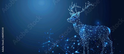 deer lines and dots with Blue background photo