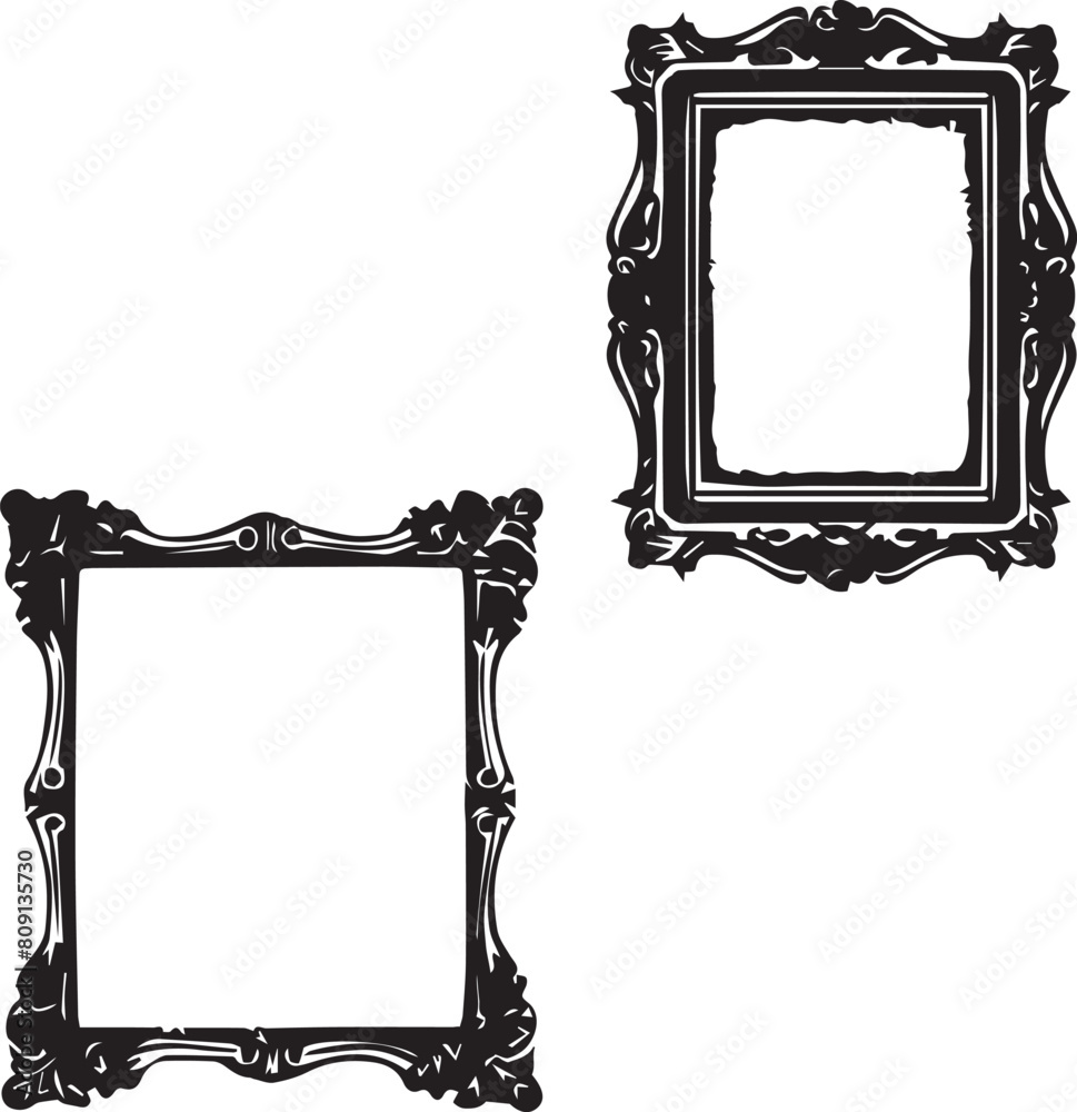 Black vintage frames on white background