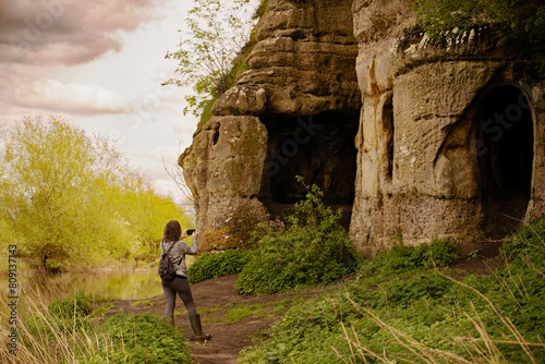 Person photographing Anchor Church, Derbyshire. photo