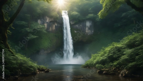 A majestic waterfall hidden deep within the heart upscaled 4