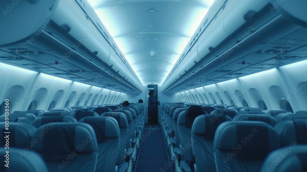 Fototapeta premium A Symphony of Seats: Inside the Airplane