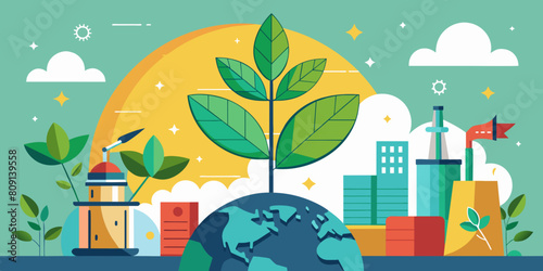 Naturaleza en peligro: Planta solitaria sobre un planeta amenazado por la industrialización.