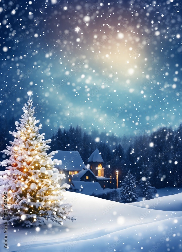 landscape with christmas tree