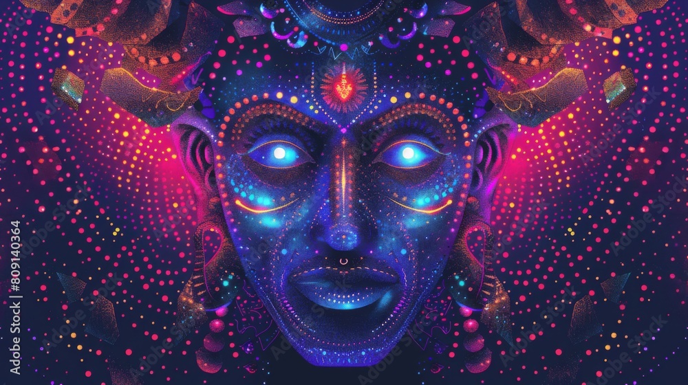 A scary demon face graphic illustration