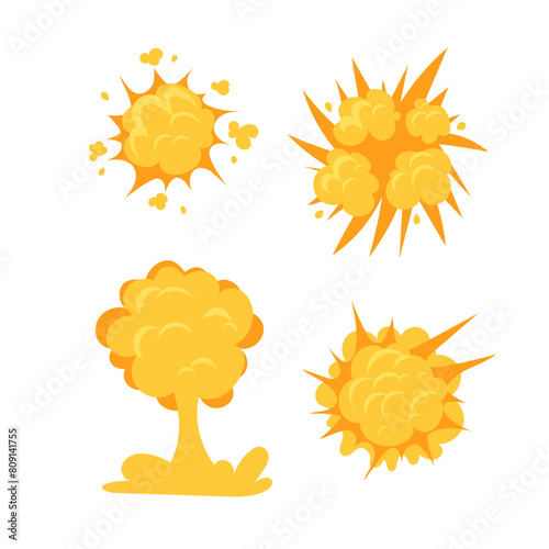 Boom Explode Effect Set. Explosions Collection. Bomb and dynamite explode effect