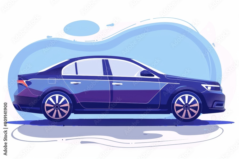 Fototapeta premium blue car illustration on white background