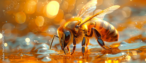Bee with a honeythemed illustration photo