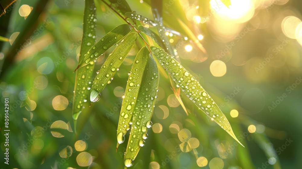 custom made wallpaper toronto digitalDew-covered leaves with sunlight.