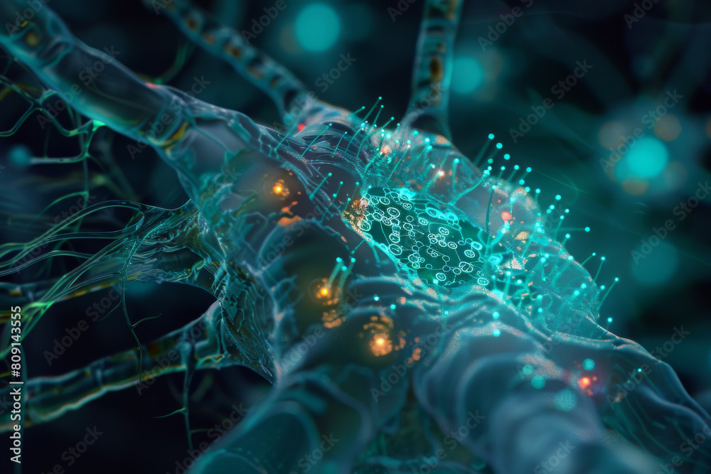 A computer generated image of a nerve cell A computer generated image of a nerve cell