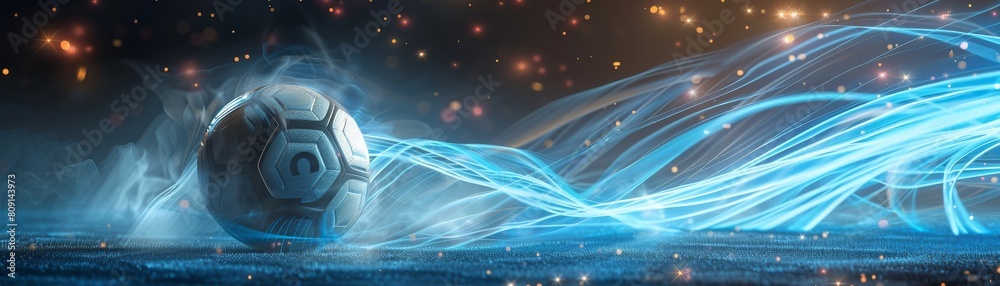A soccer ball is rolling on a field with fire in the background A soccer ball is rolling on a field with fire in the background