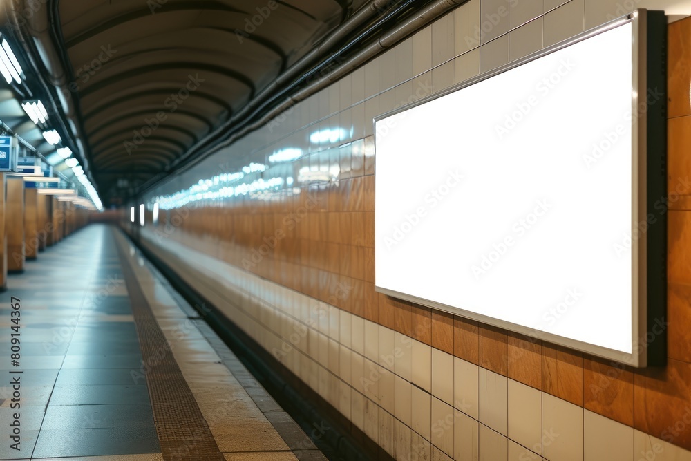 Subway Advertising Billboard with Empty Space for Design Subway Advertising Billboard with Empty Space for Design