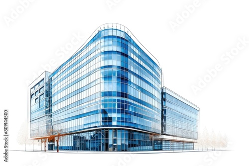 Contemporary Office Building on Blank Canvas