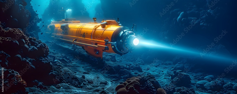 Exploring the Depths A Submersible Illuminating the Untouched Ocean ...