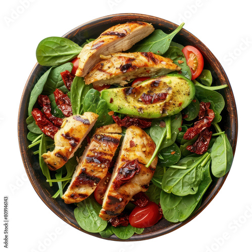 PNG Grilled Chicken Sun Dried Tomato and Avocado Spinach Salad vegetable platter produce