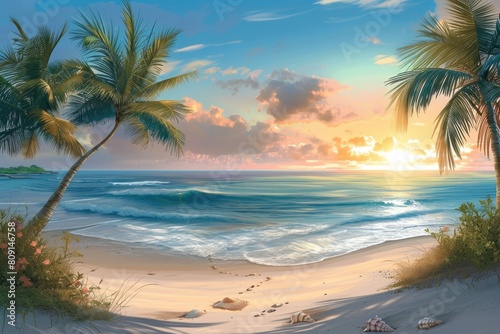 Seaside Serenade  Sunset Romance on Calm Waters
