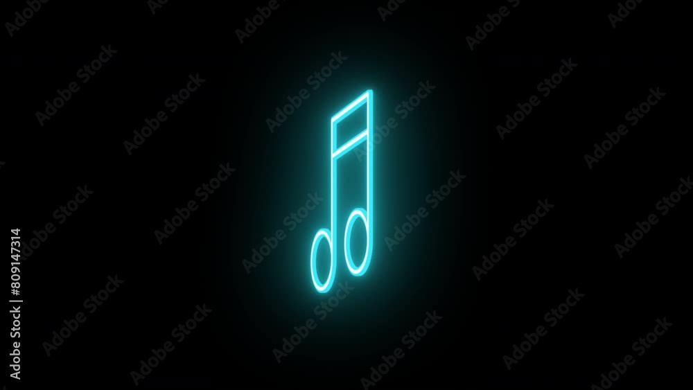 Neon music note animation, rotation around vertical axis. Glowing neon 3D music icon, looped spin. Melody sound, musical note, music track, audio podcast, song, disco party. Azure, blue, violet colors Neon music note animation, rotation around vertical axis. Glowing neon 3D music icon, looped spin. Melody sound, musical note, music track, audio podcast, song, disco party. Azure, blue, violet colors
