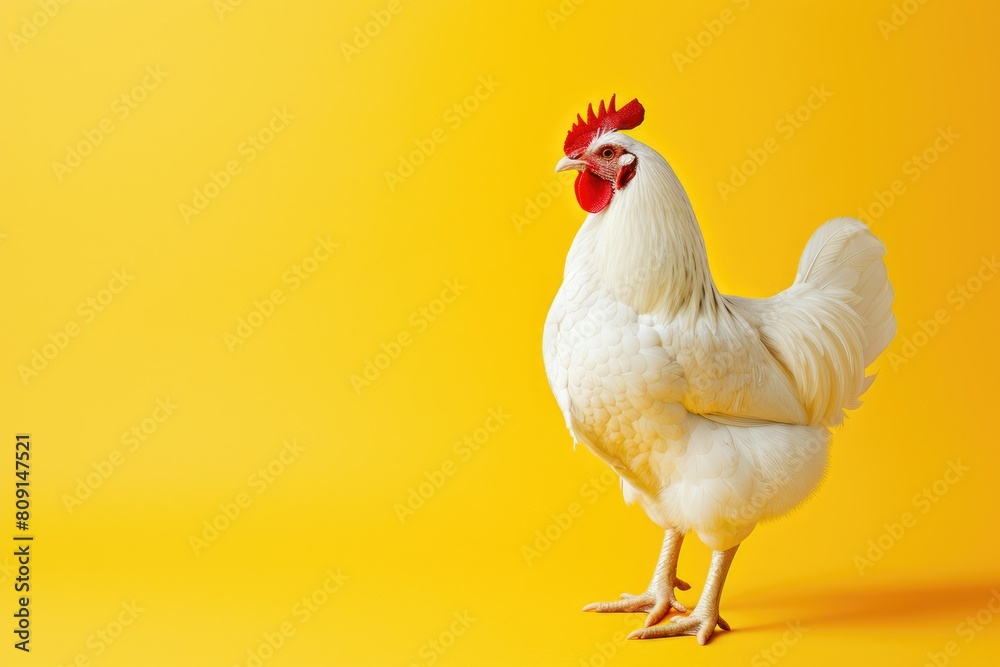 Fototapeta premium Quirky Chicken Portrait with Copy Space
