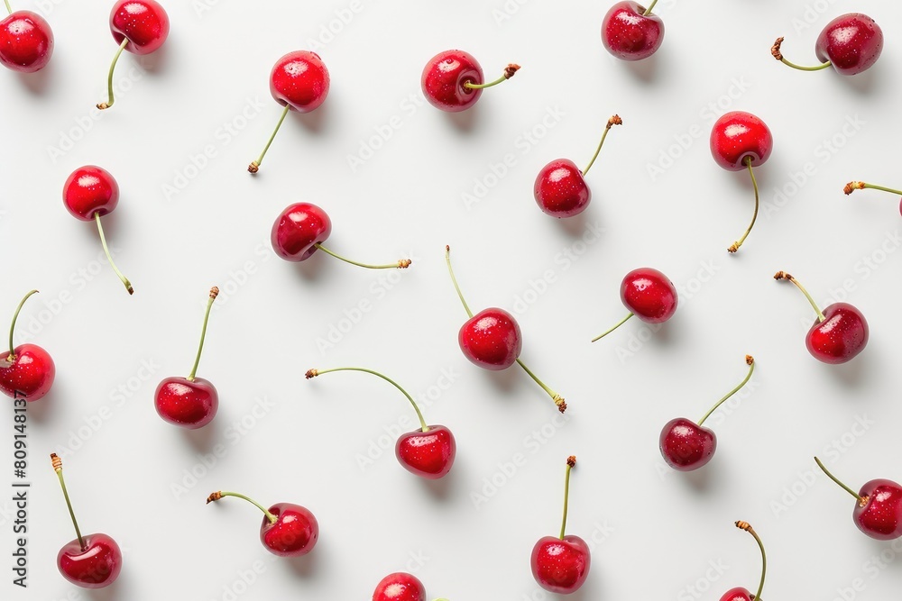 Fresh Red Cherries on Pure White Fresh Red Cherries on Pure White