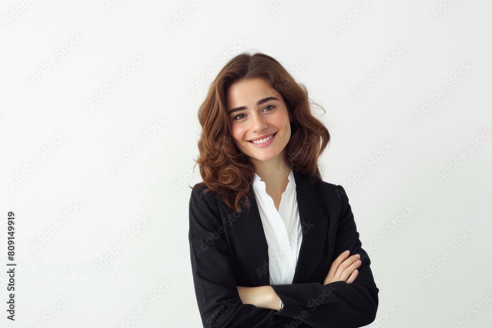 Smiling female CEO on isolated background