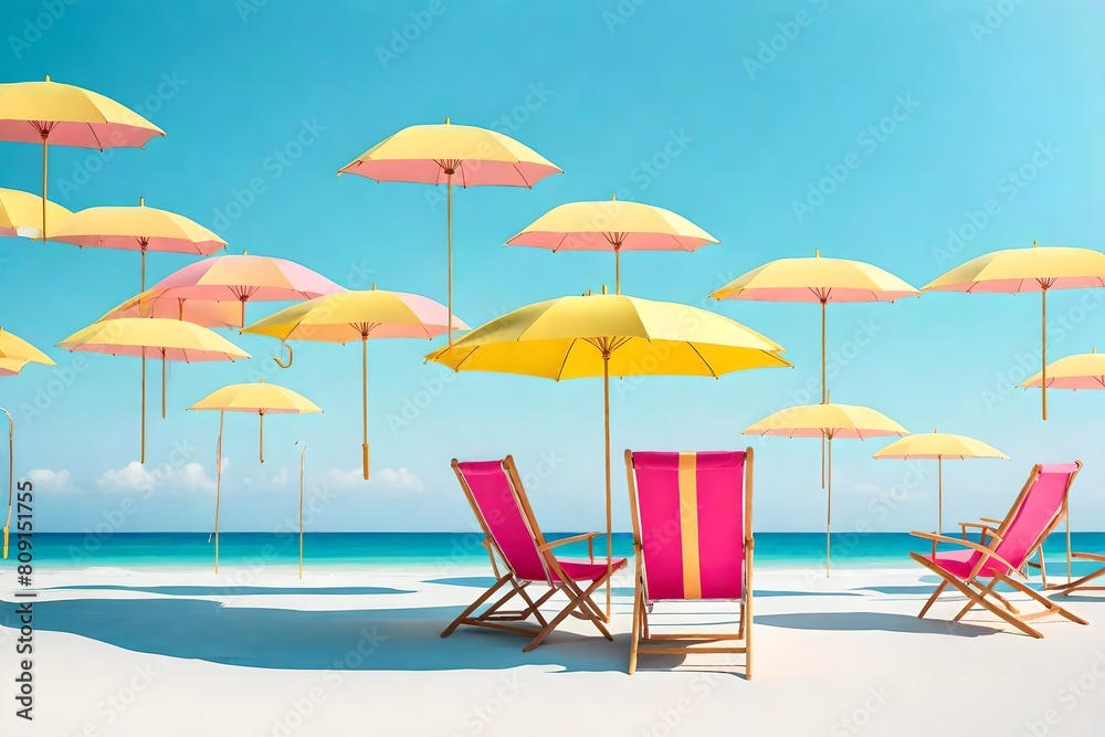Beach chairs and umbrellas on the beach. Beach chairs and umbrellas on the beach.
