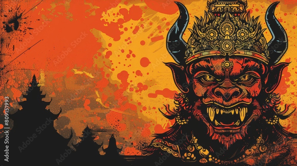 Fototapeta premium A scary demon face graphic illustration