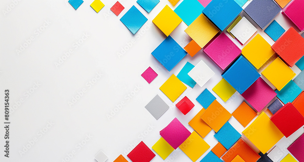 coloured rhombus on white background with space