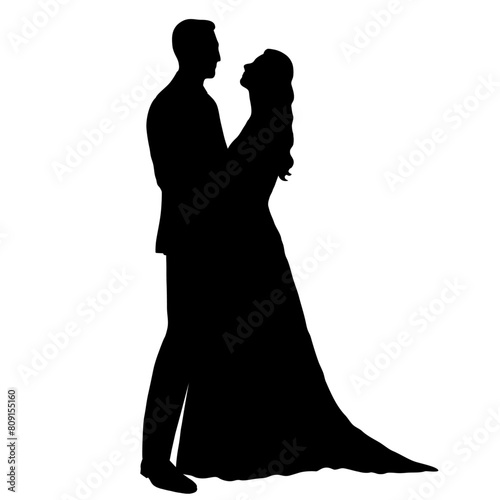 silhouette of bride and groom