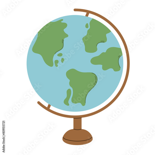 Globe with Stand, School Earth Map, Continents and Ocean Model Sphere, Education and Travel Element, Globe Clipart, Earth Globe