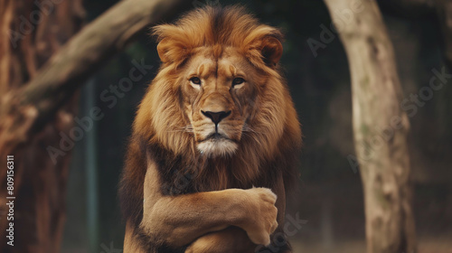 Leão com os braços cruzados - wallpaper hd