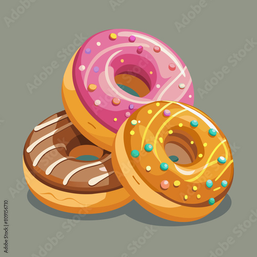Cutout donuts on transparent background.
