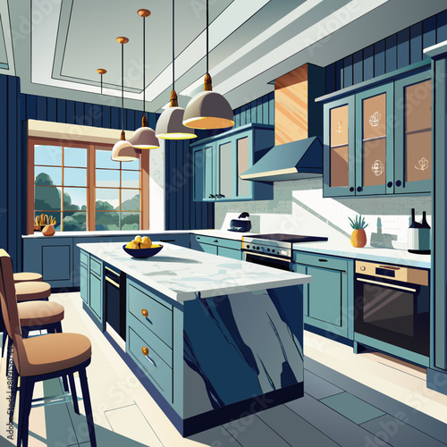 Stunning modern kitchen with sleek cabinets and marble countertops
