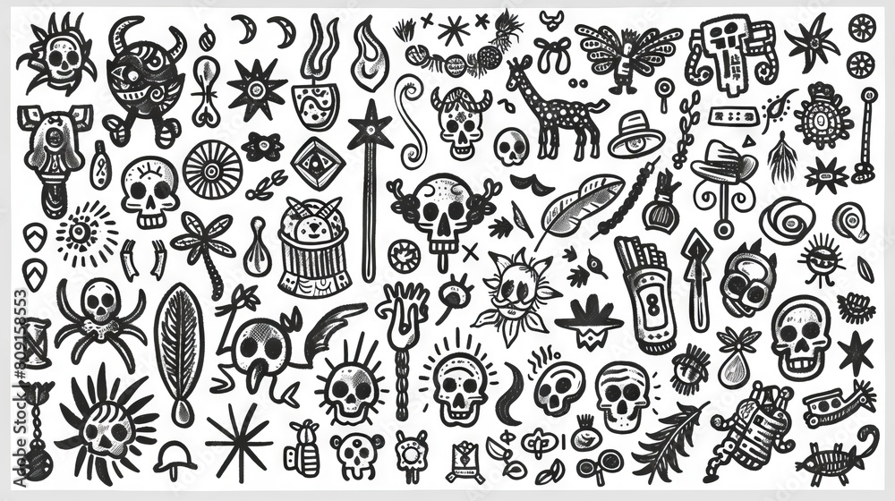 A set of hand-drawn occult symbols, perfect for use in your next design project. A set of hand-drawn occult symbols, perfect for use in your next design project.