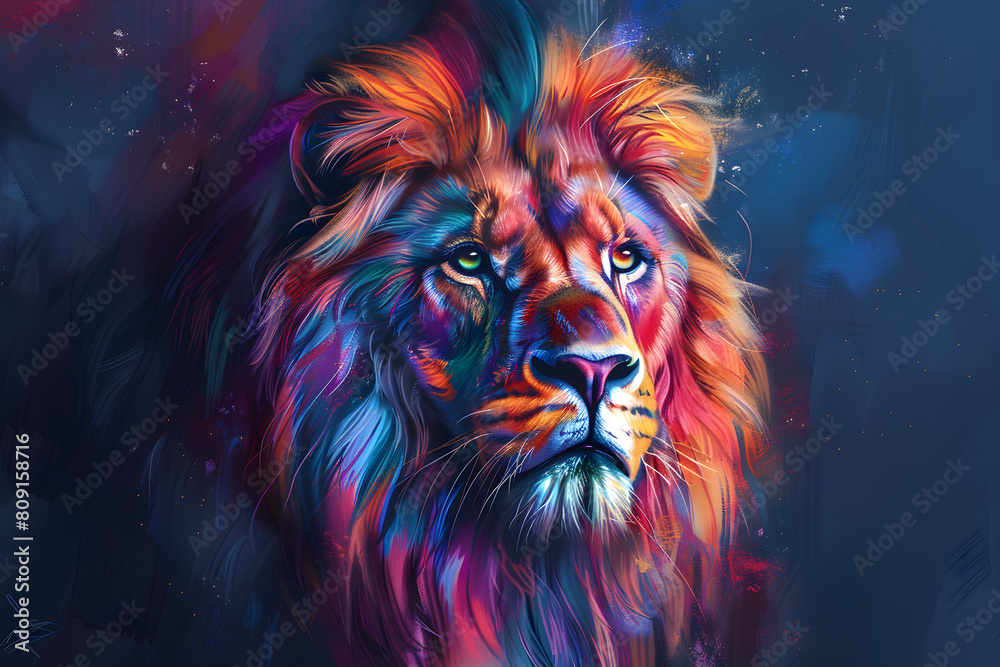 A multi-colored lion