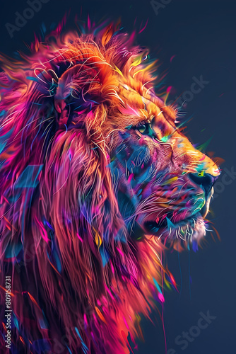 A multi-colored lion