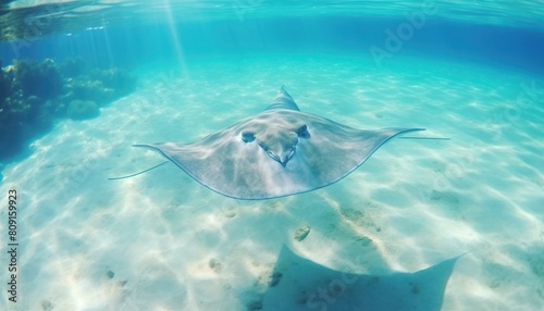 Giant Stingrays in the blue ocean  a stunning view of marine animals