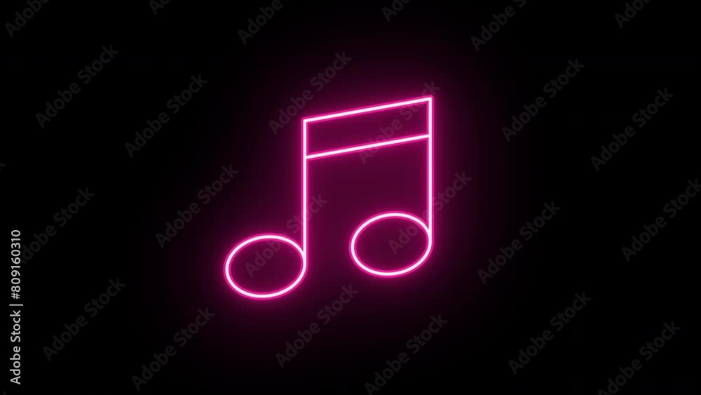 Neon music icon animation, flickering emergence and fading. Glowing neon music note, looped animation. Melody sound, musical note, music track, audio podcast, song, disco party. Red, pink, purple Neon music icon animation, flickering emergence and fading. Glowing neon music note, looped animation. Melody sound, musical note, music track, audio podcast, song, disco party. Red, pink, purple