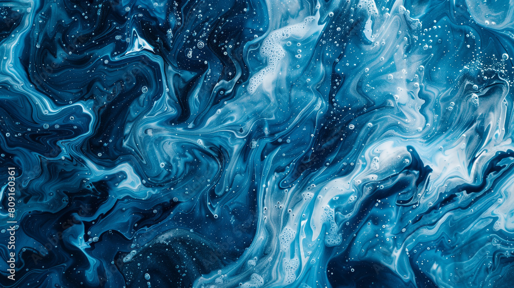 Abstract blue water waves background. Close up of liquid paint swirls and ripples in deep ocean color with copy space. Abstract blue water waves background. Close up of liquid paint swirls and ripples in deep ocean color with copy space.