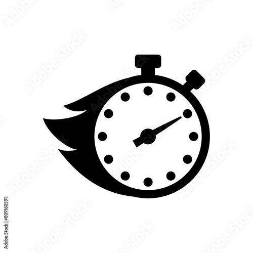 Stopwatch fast quick timely delivery flat icon